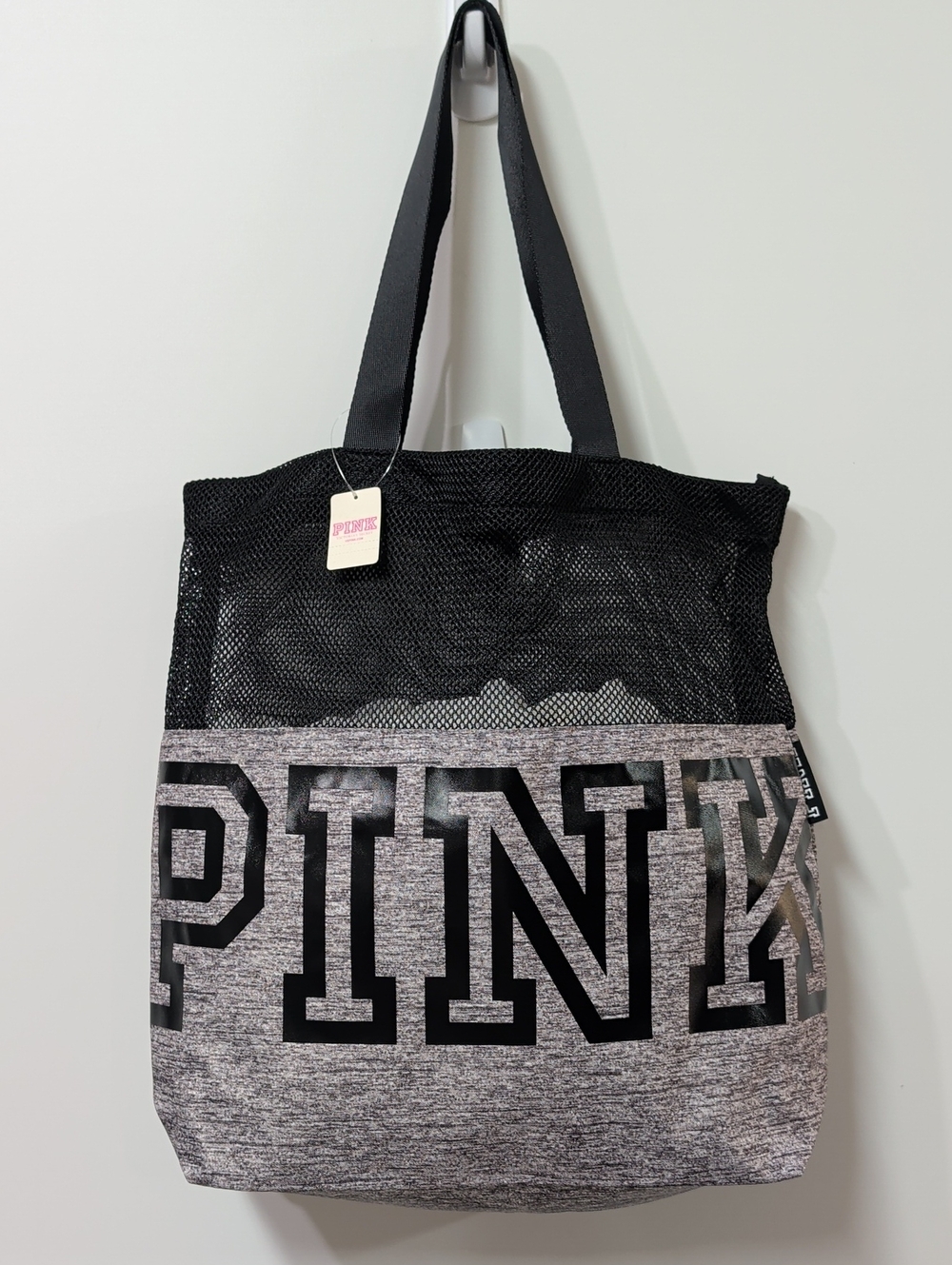 Victoria's Secret PINK Gray Marl & Mesh Shoulder Tote Bag